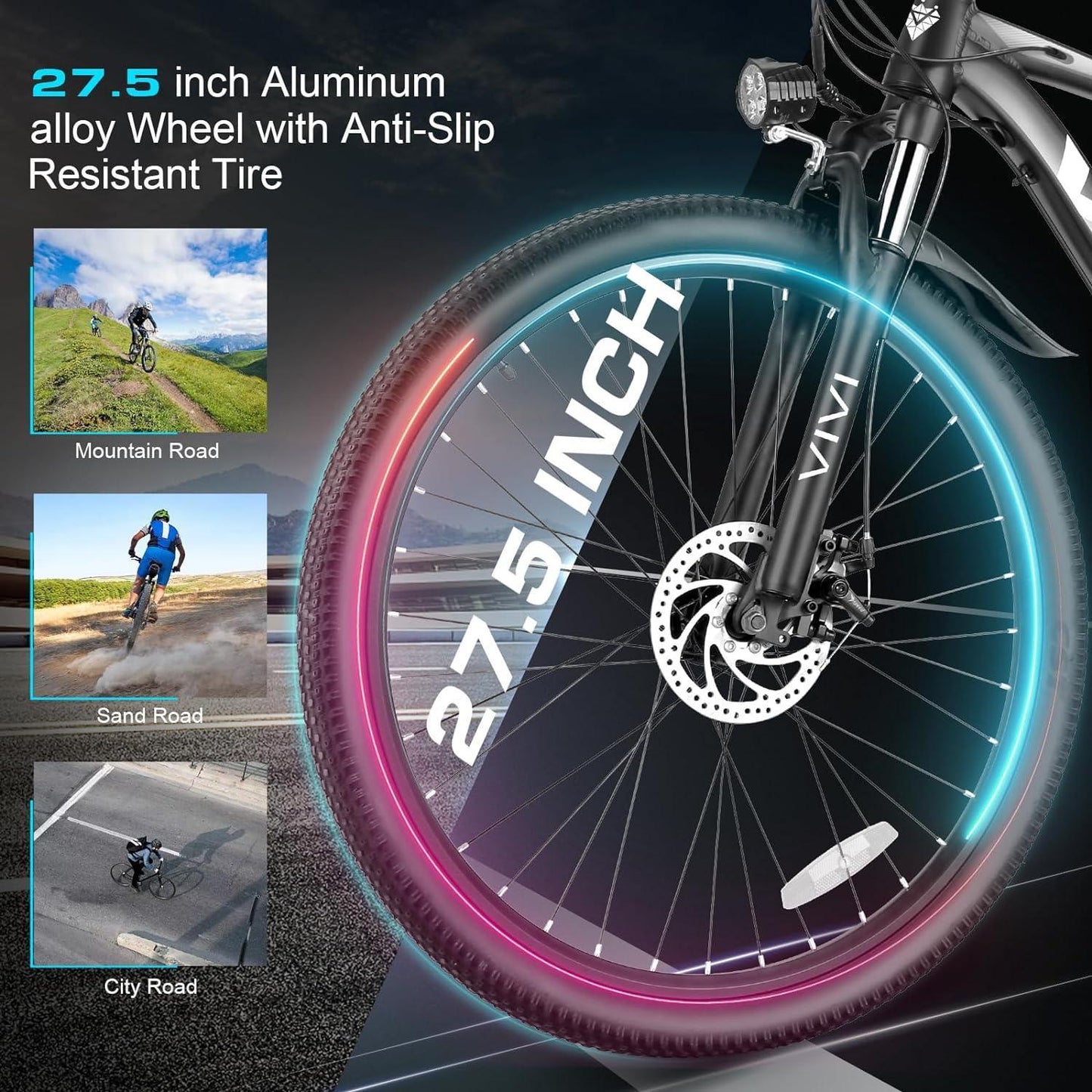 VIVI H7UL 27.5" High-Step Off Road Electric Mountain Bike UL2849 Certified