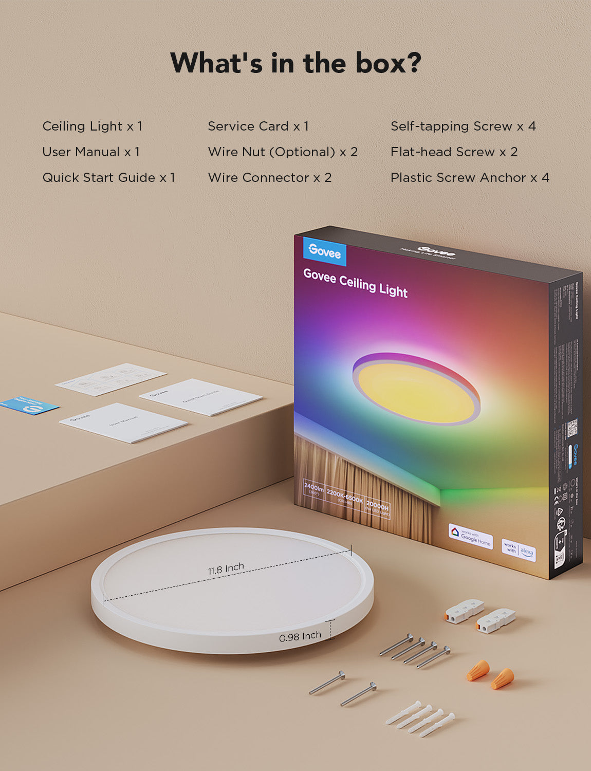 Refurbished Govee RGBWW + RGBIC Smart Ceiling Light