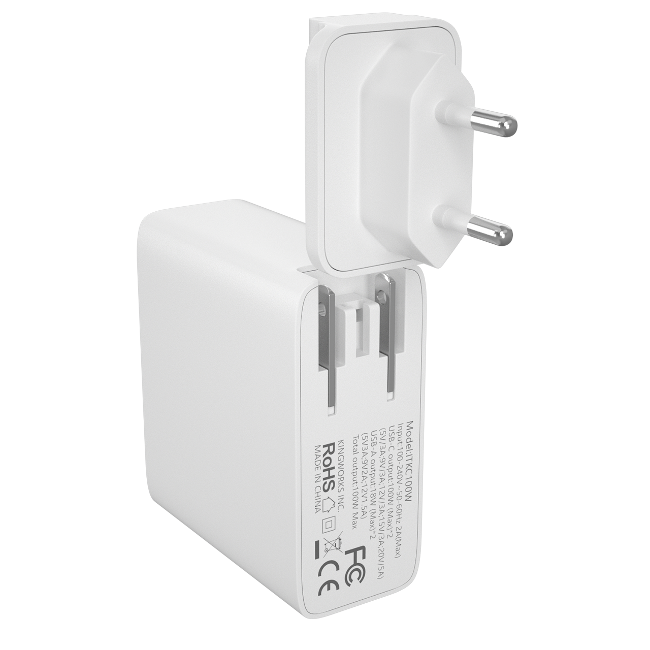 شاحن حائط ITEHIL 100 واط سريع الشحن بمنفذ USB-C PD (إضافي: قابس الاتحاد الأوروبي وقابس المملكة المتحدة)