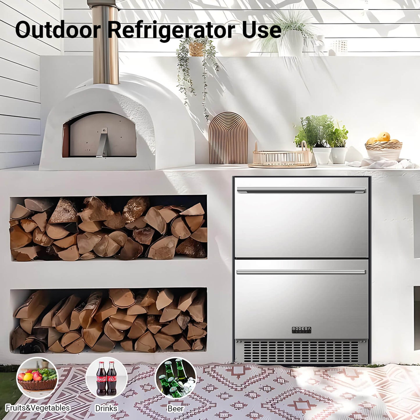 BODEGACOOLER 24 Inch Outdoor Drawer Beverage Refrigerator 149 Cans