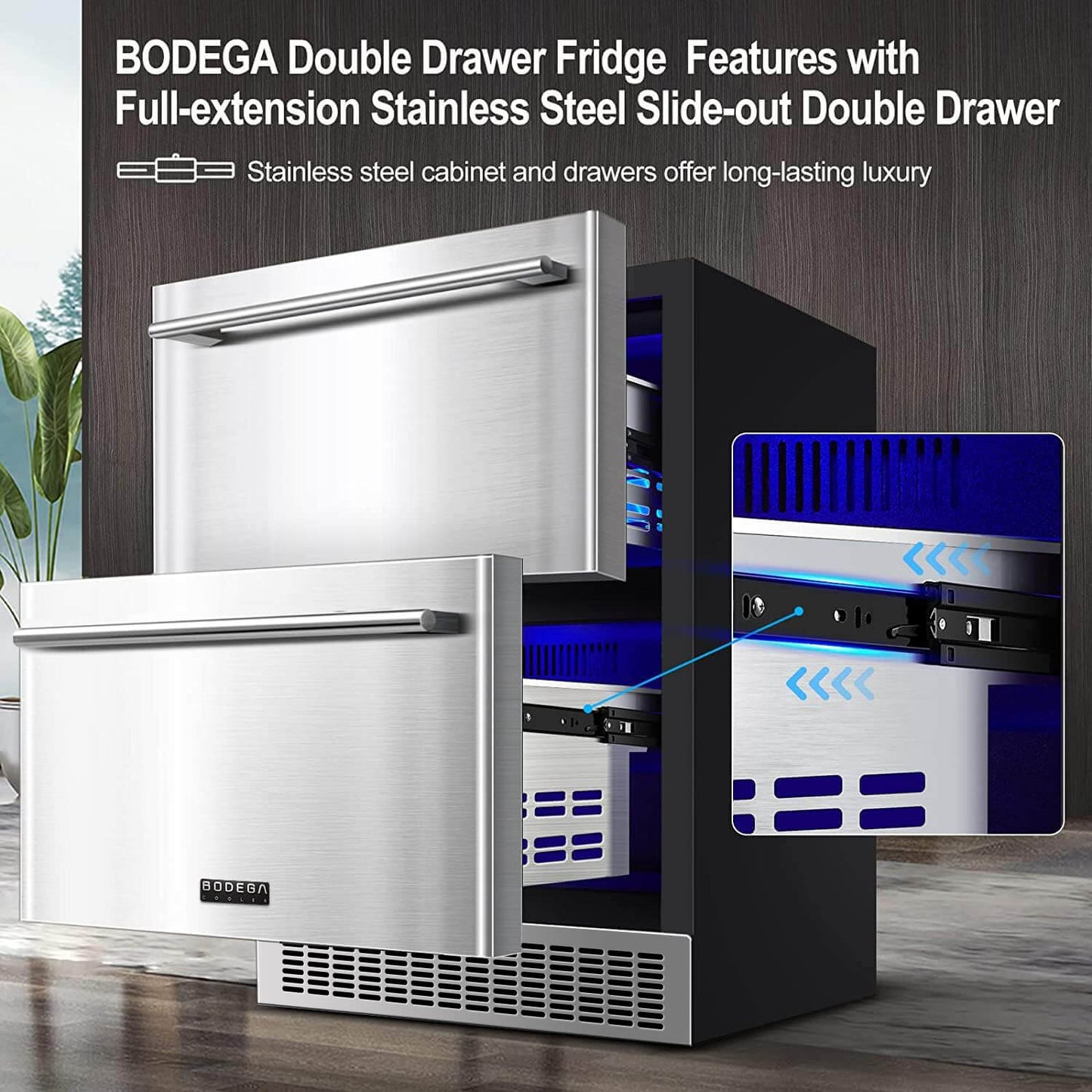 BODEGACOOLER 24 Inch Outdoor Drawer Beverage Refrigerator 149 Cans