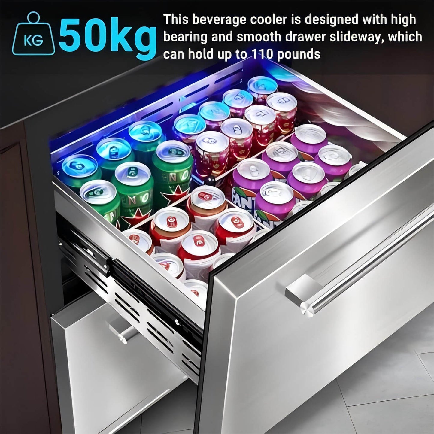 BODEGACOOLER 24 Inch Outdoor Drawer Beverage Refrigerator 149 Cans