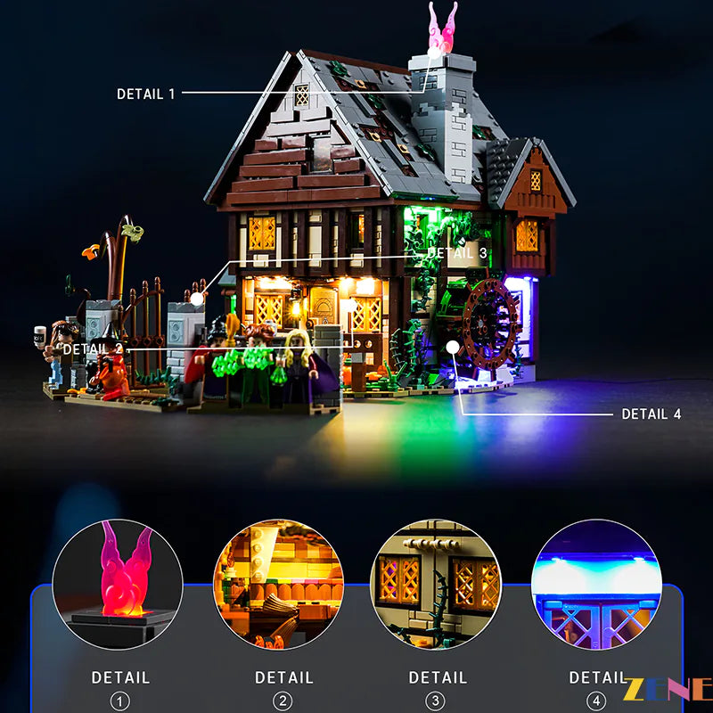 Light Kit for LEGO Disney Hocus Pocus Sanderson Sisters' Cottage #21341 Halloween
