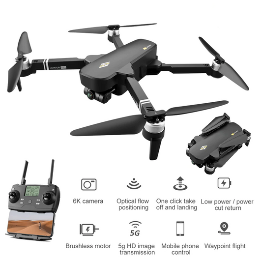 Aviator Pro - Dron RC con cardán de 2 ejes, cámara HD 6K, GPS, 5G, WIFI, motor sin escobillas, cuadricóptero