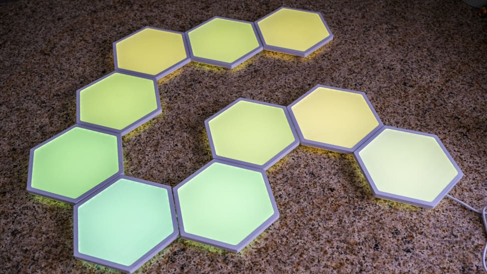 These hexagon light panels are a fun way to bring color up your walls