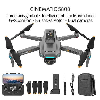 S808 Pro RC Drone 3-axis Gimbal HD Camera 8K GPS 5G Wifi FPV 5KM Aerial Photography Brushless Obstacle Avoidance Quadcopter
