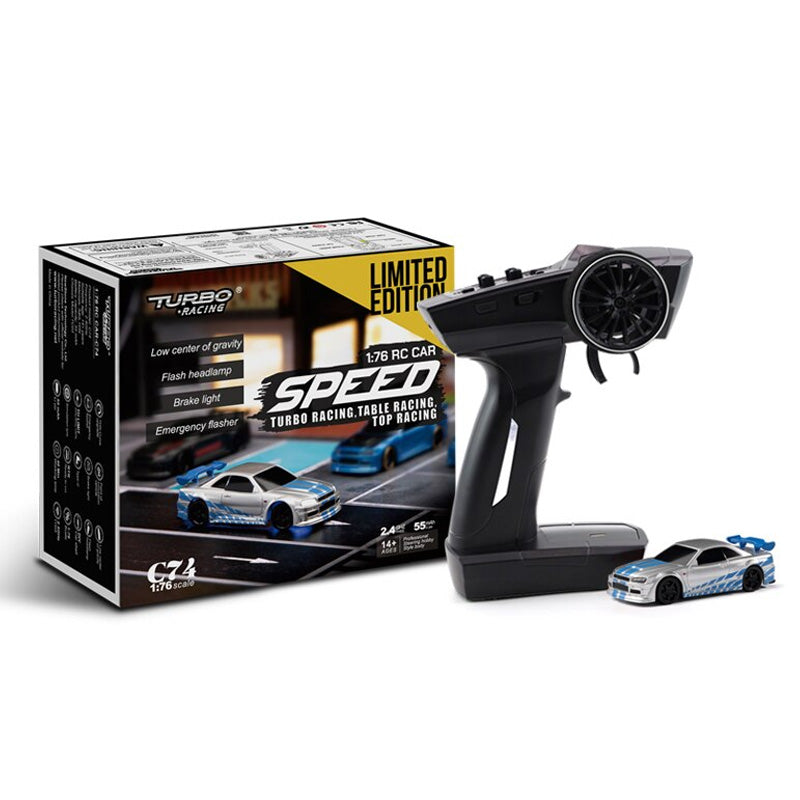 RC Drift Car Micro Car Turbo Racing 1:76 C74 Full Proportional RC Car Toys RTR Kit For Kids Adults