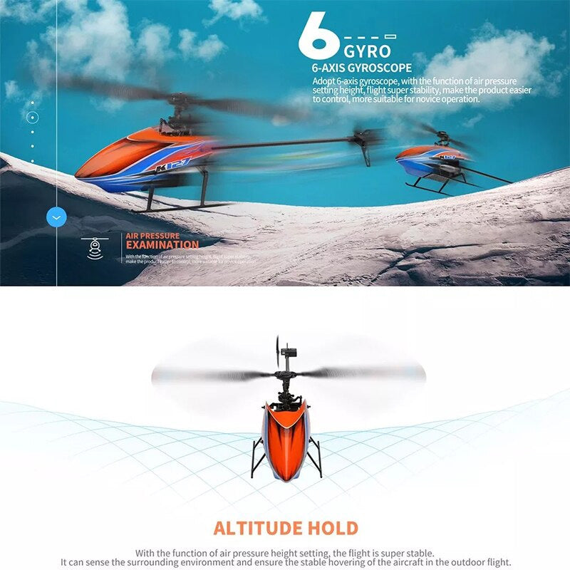 WLtoys K127 RC Helicopters 2.4Ghz 4CH 6-Aixs Gyroscope Single Blade Propellor Helicotper For Kids Gift RC Toys