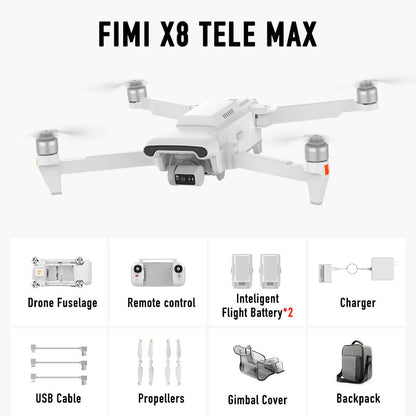FIMI X8 TELE MAX 3-Axis Gimbal 4K Drone HDR 48MP 30x Camera GPS 15KM Professional aerial photography Quadcopter