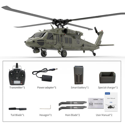 YXZNRC F09 RC Helicopter UH60 Black Hawk 1:47 Scale 6-Axis Gyroscope 6CH Brushless 6G/3D Aerobatic Professional Helicopter Toy Gift