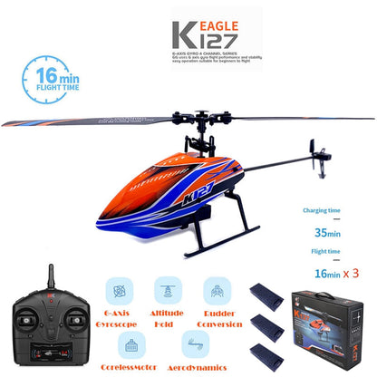 WLtoys K127 RC Helicopters 2.4Ghz 4CH 6-Aixs Gyroscope Single Blade Propellor Helicotper For Kids Gift RC Toys