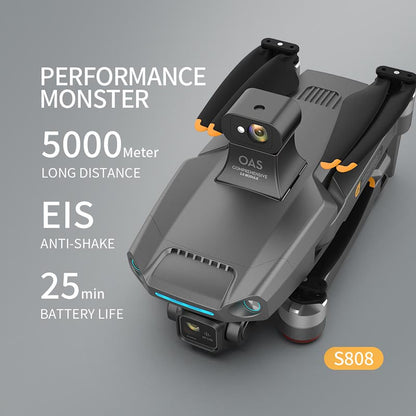 S808 Pro RC Drone 3-axis Gimbal HD Camera 8K GPS 5G Wifi FPV 5KM Aerial Photography Brushless Obstacle Avoidance Quadcopter
