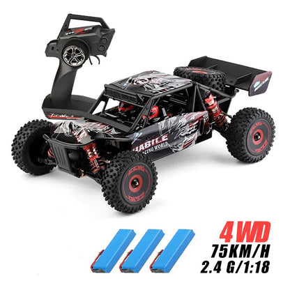 WLtoys 124016 4WD RC Car High Speed 75KM/H 1:12 2.4G Brushless Motor Desert Off-Road Car Metal Chassis
