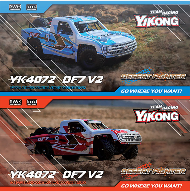 YIKONG YK4072 DF7 1/7 6S Brushless 4WD RC Short Truck Rear Straight Bridge Desert RC Car High Quality Toy Car