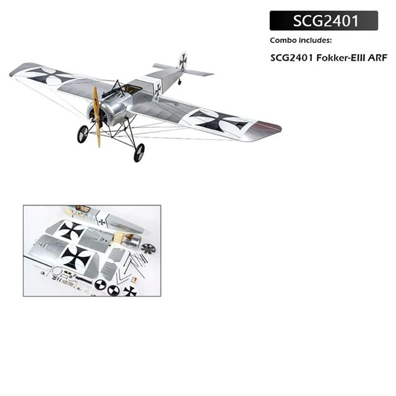 DWHobby Balsa wood Plane SCG24 Fokker E.III Eindecker WW1 Fighter 1600mm Wingspan Gas or Electric balsa Plane kit