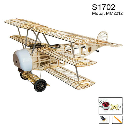 DWHobby Balsa wood Plane S17 Fokker Dr.I Electric Fixed Wing Fighter Plane Balsa Kits 770mm Wingspan