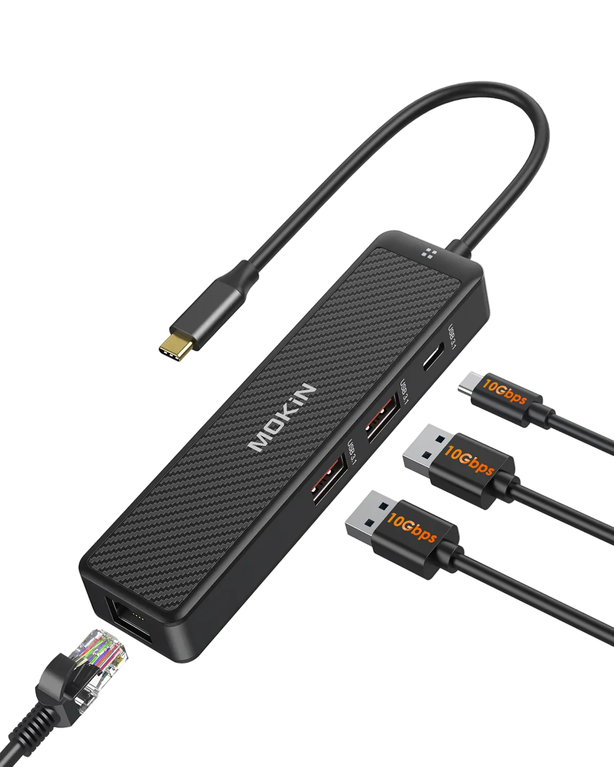 MOKiN 4 IN 1 10Gbps USB-C to Ethernet Adapter for Laptop