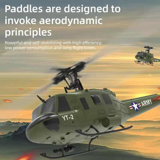 YXZNRC F07 UH1D Huey Helicopter 6-Axis Gyroscope and Optical Flow Localization 1:34 RC Helicopter