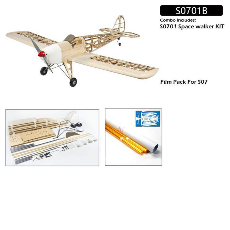 DWHobby Balsa wood Plane S0701 Space walker 1600mm Wingspan Gas or Electric Single-wing balsa wood sports training Balsa Plane