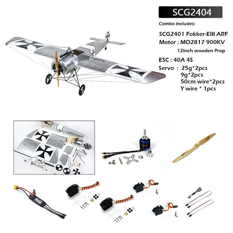 DWHobby Balsa wood Plane SCG24 Fokker E.III Eindecker WW1 Fighter 1600mm Wingspan Gas or Electric balsa Plane kit