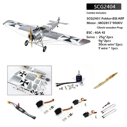 DWHobby Balsa wood Plane SCG24 Fokker E.III Eindecker WW1 Fighter 1600mm Wingspan Gas or Electric balsa Plane kit