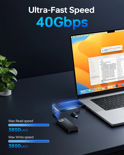 MOKiN 40Gbps M.2 NVMe Enclosure with Cooling Fan For MacBook