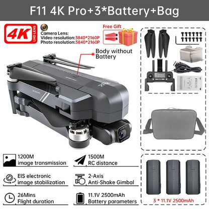 SJRC F11S/F11 4K PRO RC Drone GPS 5G WIFI 3KM Repeater 4K HD Camera 2-Axis Electronic Stabilization Gimbal Brushless Foldable Quadcopter
