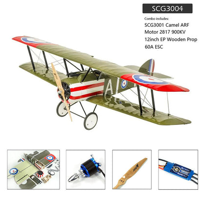 DWHobby Balsa wood Plane Sopwith Camel Fighter Plane ARF PNP Large Electric Biplane Fixed Wing Balsa Plane Kits 1200mm Wingspan