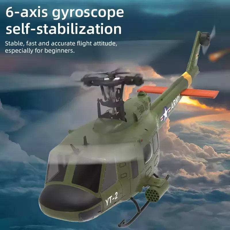 YXZNRC F07 UH1D Huey Helicopter 6-Axis Gyroscope and Optical Flow Localization 1:34 RC Helicopter