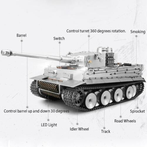 Heng Long 3818 Pro Customized Version Full Metal German Tiger I RC Tank 1/16 High Quality Tank Toys