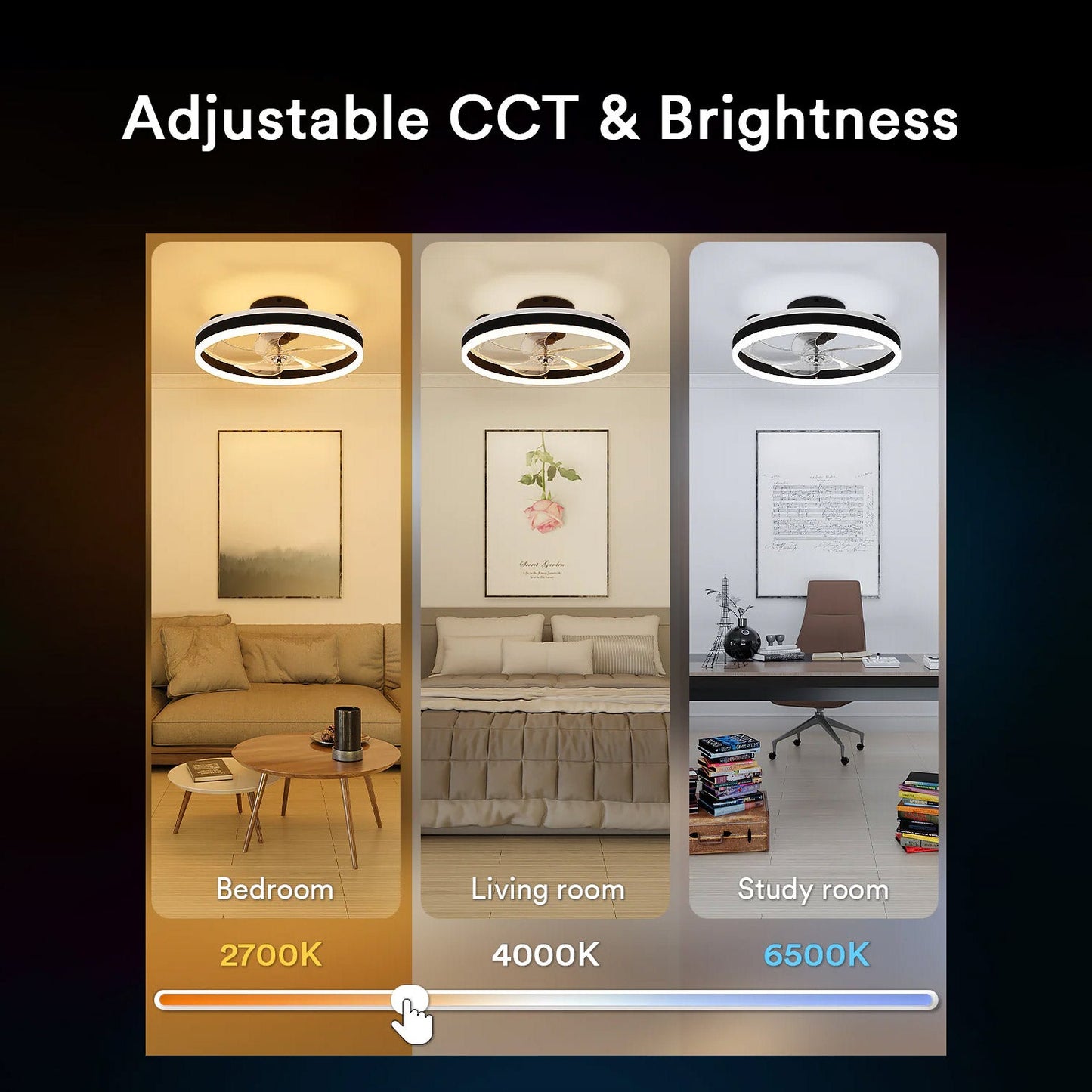 Lumary Smart Ceiling Fans with Lights Black
