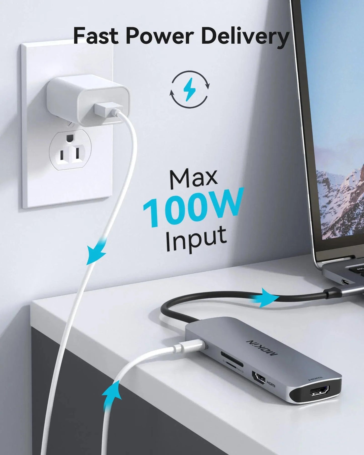 MOKiN 8 IN 1 Laptop Docking Station USB-C to Dual HDMI Adapter
