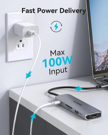 MOKiN 8 IN 1 Laptop Docking Station USB-C to Dual HDMI Adapter