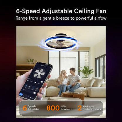 Lumary Smart Ceiling Fans with Lights Black
