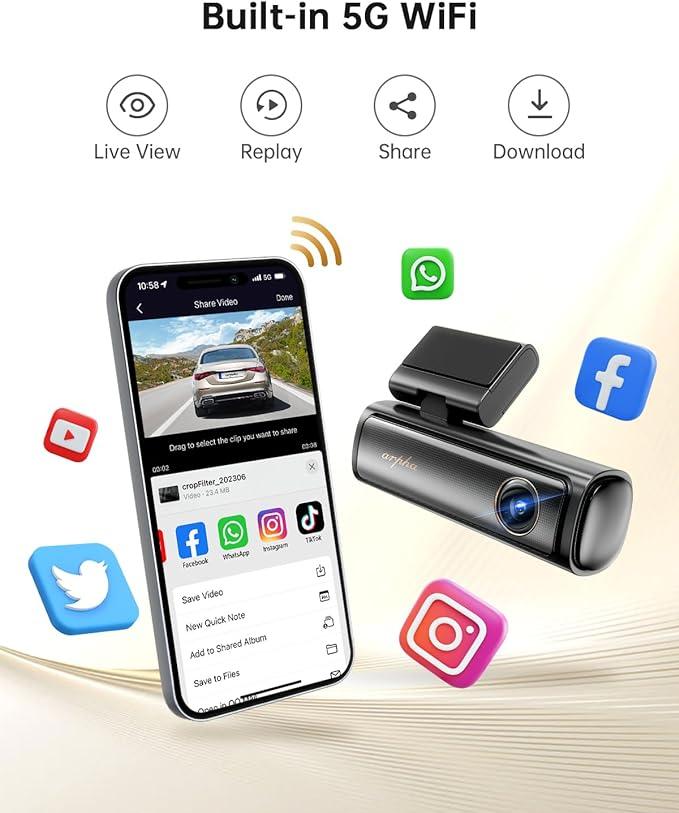 Arpha B25 2CH Dash Cam 5K with ADAS Smart Voice Control 24H Parking Mode