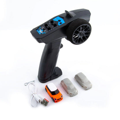 Mini RC Car Turbo Racing 1:76 Full Proportional RC Micro Race RTR Kit 2.4G 3CH With LED Lights Family Games Toy Gift