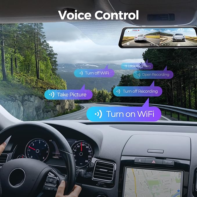 LINGDU LD4K 2CH Mirror Dash Cam 4K with 11.8" Touch Screen Voice Control 24H Parking Mode