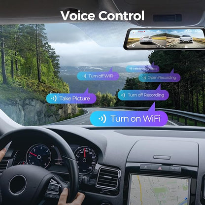 LINGDU LD4K 2CH Mirror Dash Cam 4K with 11.8" Touch Screen Voice Control 24H Parking Mode