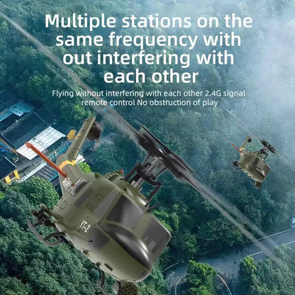 YXZNRC F07 UH1D Huey Helicopter 6-Axis Gyroscope and Optical Flow Localization 1:34 RC Helicopter