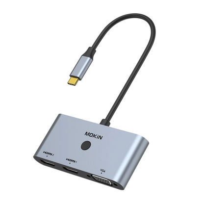MOKiN 3 IN 1 USB-C to Dual HDMI VGA Adapter