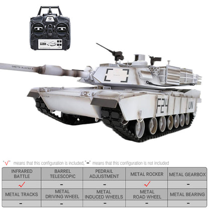 Heng Long 3918 US Abrams M1A2 RC Tank Custom Made UN White 2.4G 1/16 Tank Toys