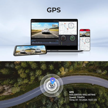 LINGDU LD4K 2CH Mirror Dash Cam 4K with 11.8" Touch Screen Voice Control 24H Parking Mode