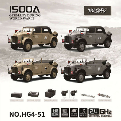 HG HG4-51 TRASPED STEYR COMMAND VEHICLE RC Car 1/18 4WD Off-Road Climbing Truck LED Light Simulated Sound Full Proportional RC Toys