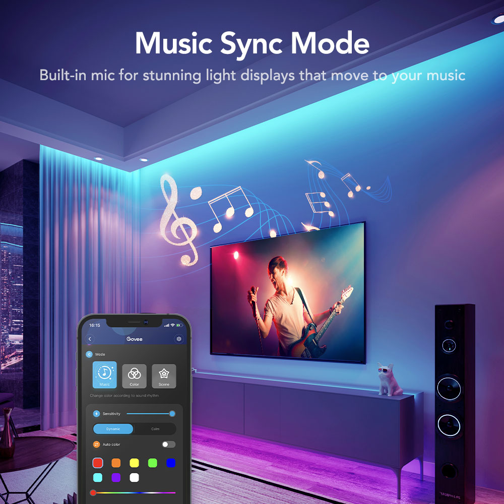 Refurbished Govee Wi-Fi + Bluetooth RGB LED Strip Lights (2*25ft)