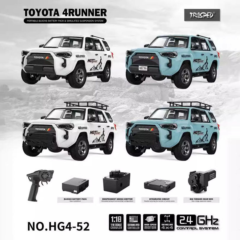 HG HG4-52 TRASPED TOYOTA 4RUNNER Rock Crawler RC Car 1/18 4WD Off-Road Climbing Truck LED Light Simulated Sound Full Proportional RC Toys