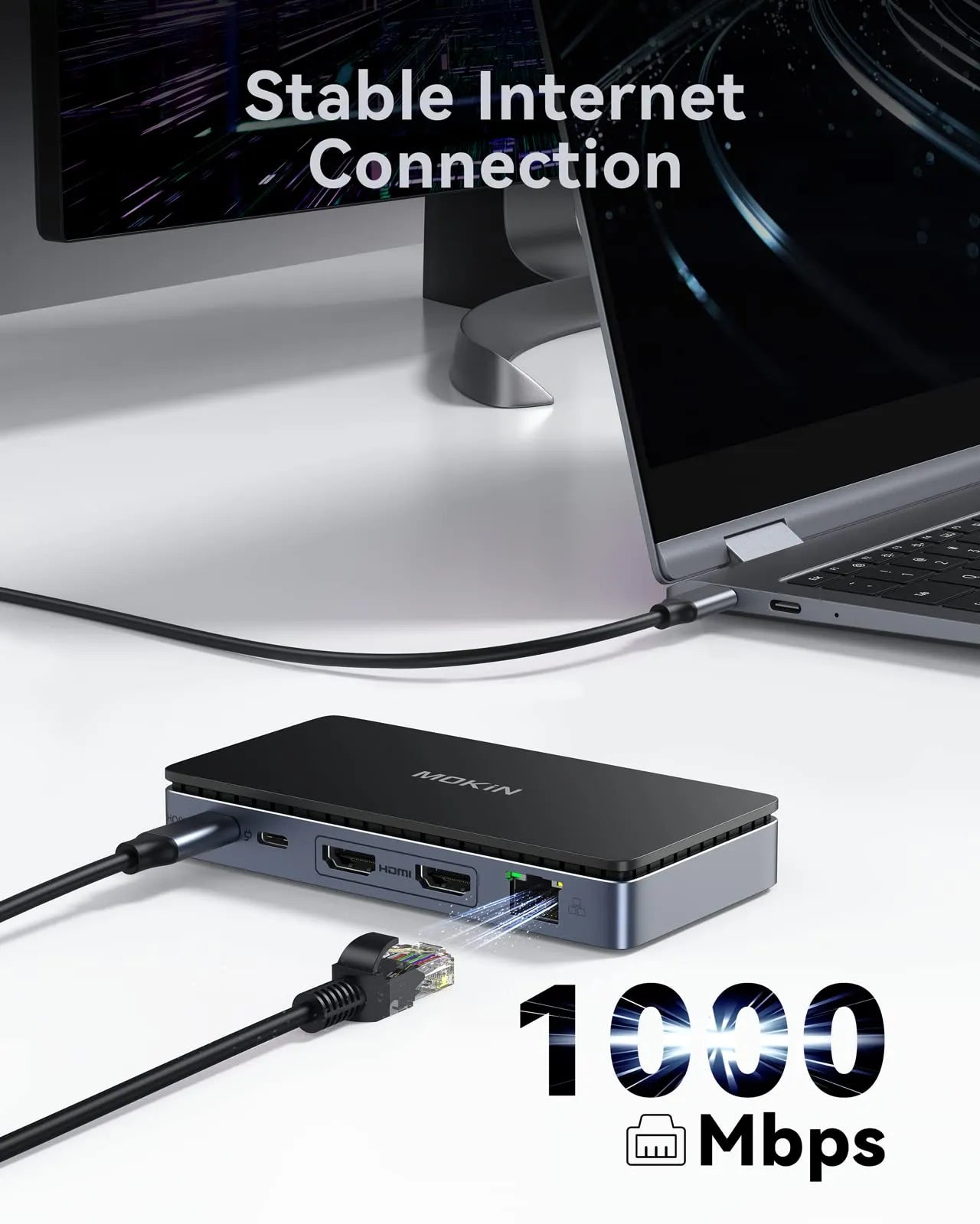 MOKiN 8 IN 1 Docking Station Dual 4k@60Hz HDMI
