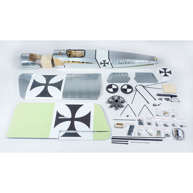 DWHobby Balsa wood Plane SCG24 Fokker E.III Eindecker WW1 Fighter 1600mm Wingspan Gas or Electric balsa Plane kit