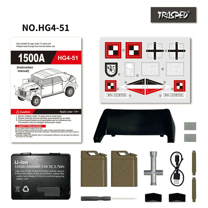 HG HG4-51 TRASPED STEYR COMMAND VEHICLE RC Car 1/18 4WD Off-Road Climbing Truck LED Light Simulated Sound Full Proportional RC Toys