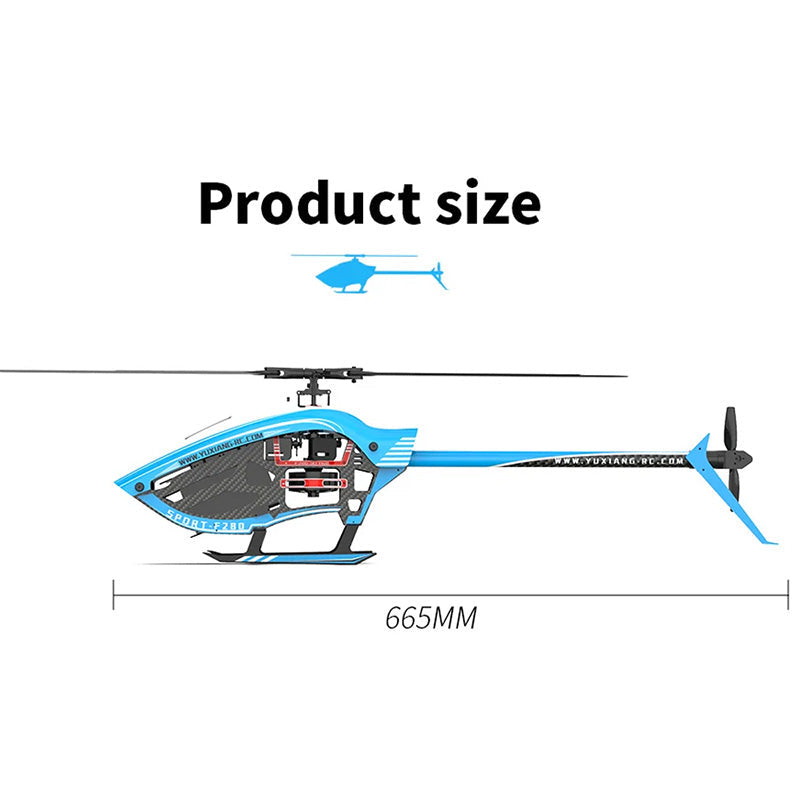 YXZNRC F280 RC Helicopter 6-Axis Gyro 3D6G Dual Brushless Direct Drive Motor Flybarless 2.4G 6CH Helicopter Toy