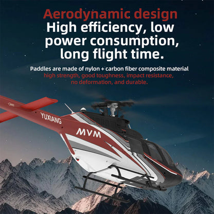 YXZNRC F08 Bell 206 RC Helicopter 2.4G 6CH 1/27 Scale Brushless Direct-Drive 6G Flybarless Model with Optical Flow Positioning